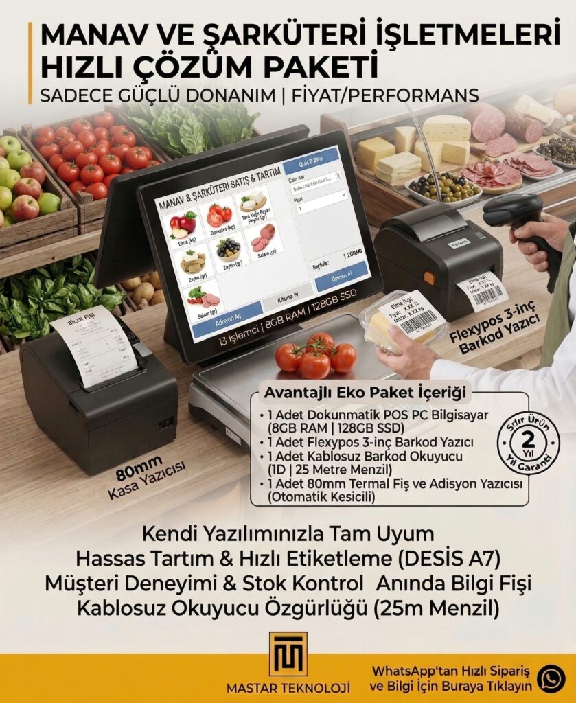 Manav ve Şarküteriler İçin Terazili POS Donanım Paketi (EKO Paket)